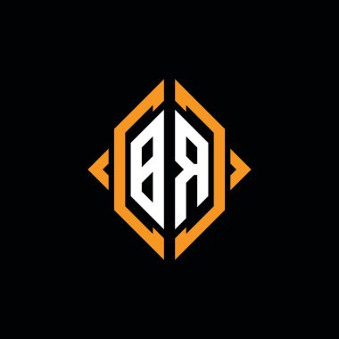 BR Monogram geometrik şekil şablonu. İzole edilmiş arkaplanda ilk tasarım vektörü