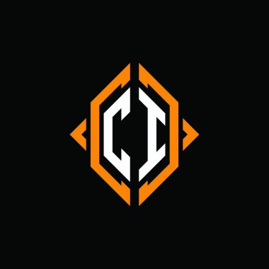 CI Monogram geometrik şekil şablonu. İzole edilmiş arkaplanda ilk tasarım vektörü