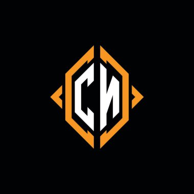 CN Monogram geometrik biçim şablonu. İzole edilmiş arkaplanda ilk tasarım vektörü