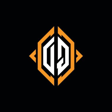 DQ Monogram geometrik şekil şablonu. İzole edilmiş arkaplanda ilk tasarım vektörü