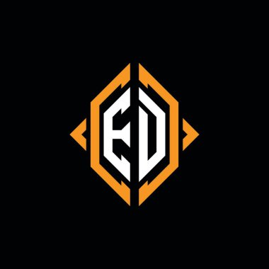 ED monogram geometrik biçim şablonu. İzole edilmiş arkaplanda ilk tasarım vektörü