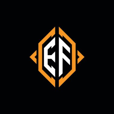 EF Monogram geometrik şekil şablonu. İzole edilmiş arkaplanda ilk tasarım vektörü