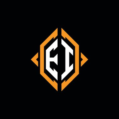 El Monogram geometrik şekil şablonu. İzole edilmiş arkaplanda ilk tasarım vektörü