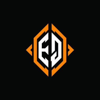 EQ Monogram geometrik şekil şablonu. İzole edilmiş arkaplanda ilk tasarım vektörü