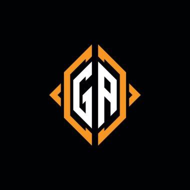 GA Monogram geometrik şekil şablonu. İzole edilmiş arkaplanda ilk tasarım vektörü