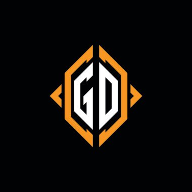 GO Monogram geometrik şekil şablonu. İzole edilmiş arkaplanda ilk tasarım vektörü