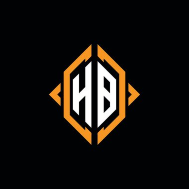 HB Monogram geometrik şekil şablonu. İzole edilmiş arkaplanda ilk tasarım vektörü