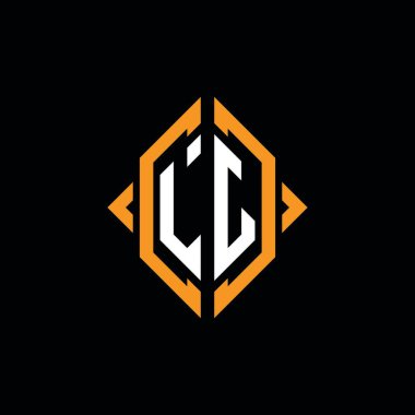 LJ Monogram geometrik şekil şablonu. İzole edilmiş arkaplanda ilk tasarım vektörü