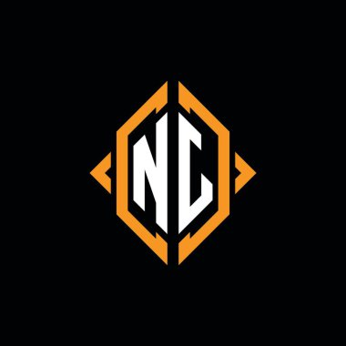 NJ Monogram geometrik şekil şablonu. İzole edilmiş arkaplanda ilk tasarım vektörü