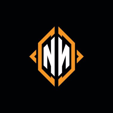 NN Monogram geometrik şekil şablonu. İzole edilmiş arkaplanda ilk tasarım vektörü