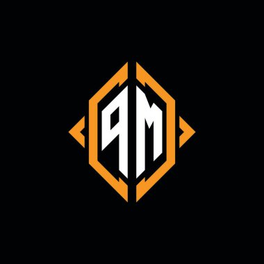 Başbakan Monogram geometrik şekil şablonu. İzole edilmiş arkaplanda ilk tasarım vektörü