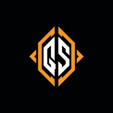 QS Monogram geometrik biçim şablonu. İzole edilmiş arkaplanda ilk tasarım vektörü