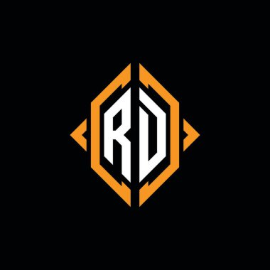 RD monogram geometrik şekil şablonu. İzole edilmiş arkaplanda ilk tasarım vektörü