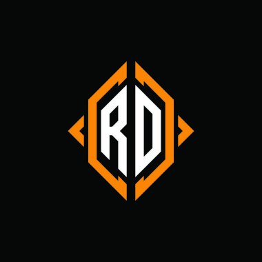 RO Monogram geometrik şekil şablonu. İzole edilmiş arkaplanda ilk tasarım vektörü