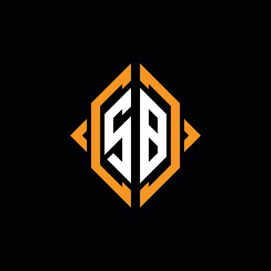 SB Monogram geometrik şekil şablonu. İzole edilmiş arkaplanda ilk tasarım vektörü