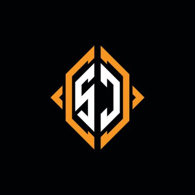 SC Monogram geometrik şekil şablonu. İzole edilmiş arkaplanda ilk tasarım vektörü