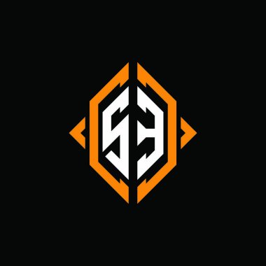 SE Monogram geometrik biçim şablonu. İzole edilmiş arkaplanda ilk tasarım vektörü