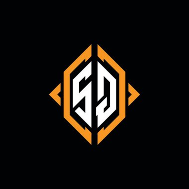 SQ Monogram geometrik şekil şablonu. İzole edilmiş arkaplanda ilk tasarım vektörü