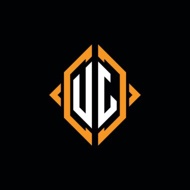 UJ Monogram geometrik şekil şablonu. İzole edilmiş arkaplanda ilk tasarım vektörü