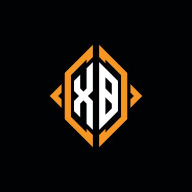 XB Monogram geometrik şekil şablonu. İzole edilmiş arkaplanda ilk tasarım vektörü