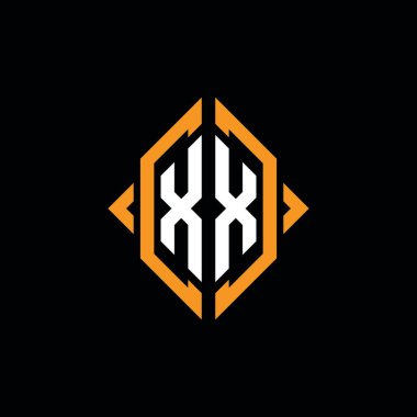 XX Monogram geometrik şekil şablonu. İzole edilmiş arkaplanda ilk tasarım vektörü