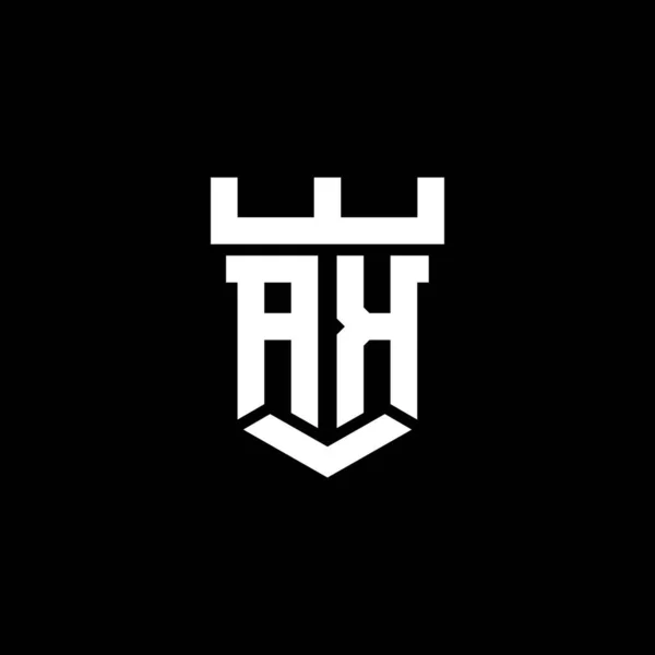 Ak徽标首字母 带有城堡形状设计模板 背景为黑色 — 图库矢量图片