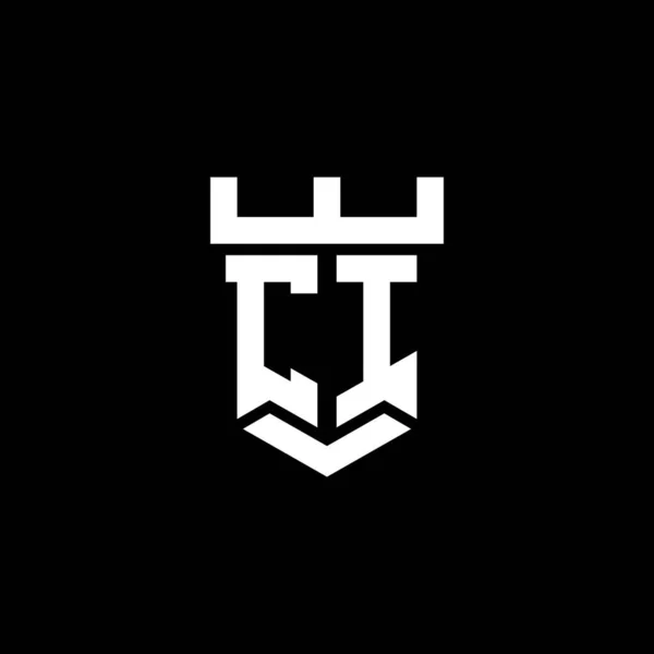 Logo Monogramă Inițială Șablon Design Stil Castel Izolat Fundal Negru — Vector de stoc