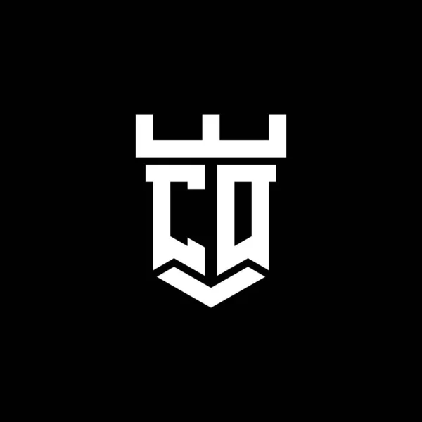 Początkowy Monogram Logo Szablonem Kształcie Zamku Odizolowany Czarnym Tle — Wektor stockowy