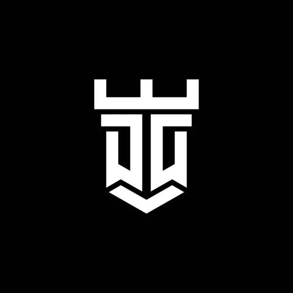 Logo Iniziale Monogramma Con Modello Design Stile Castello Forma Isolato — Vettoriale Stock