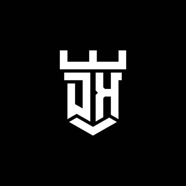 Dk标识首字母 带有城堡形状设计模板 在黑色背景中隔离 — 图库矢量图片