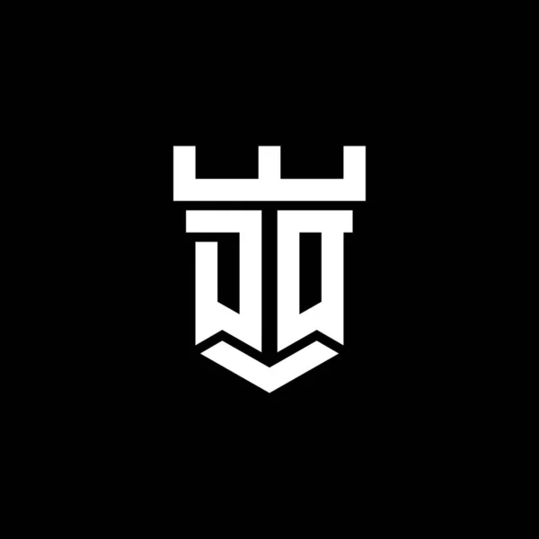 Логотип Начальная Монограмма Формой Замка Дизайн Шаблон Изолирован Черном Фоне — стоковый вектор