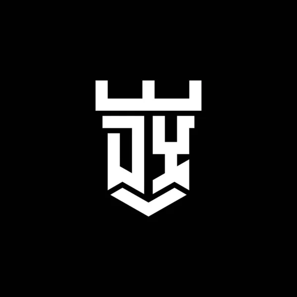 Логотип Початкова Монограма Шаблоном Дизайну Форми Замку Ізольовано Чорному Тлі — стоковий вектор