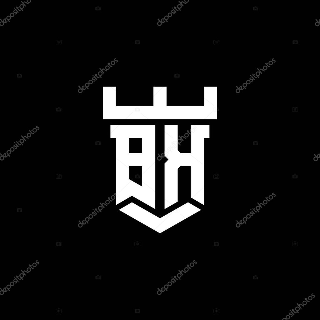 BK logo initial monogram with castle shape style design template isolated in black background