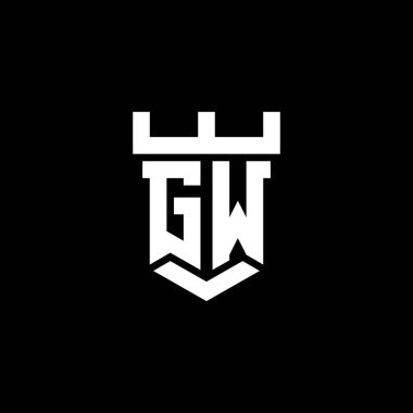 Siyah arkaplanda izole edilmiş şablon şablonu ile GW ilk monogram