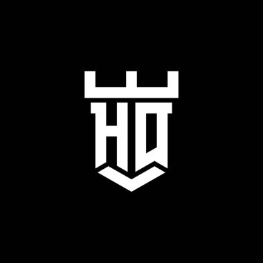 Siyah arkaplanda izole edilmiş kale şekli tasarım şablonuna sahip ilk logo