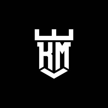 Siyah arkaplanda izole edilmiş şablon şablonu ile KM başlangıç logosu