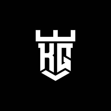 Siyah arkaplanda izole edilmiş şablon şablonu ile KQ ilk monogramı