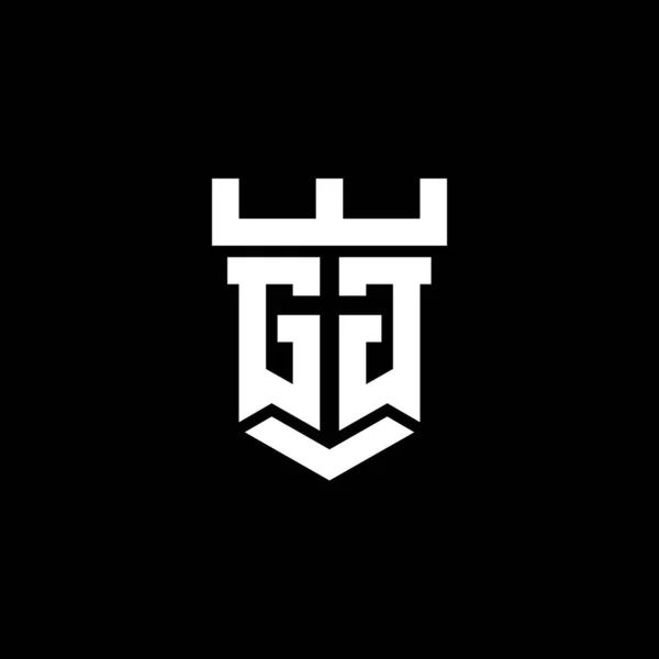 Logotyp Första Monogram Med Slott Form Design Mall Isolerad Svart — Stock vektor