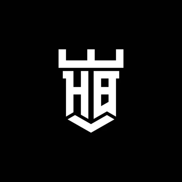 Hb标识首字母 带有城堡形状设计模板 在黑色背景中隔离 — 图库矢量图片