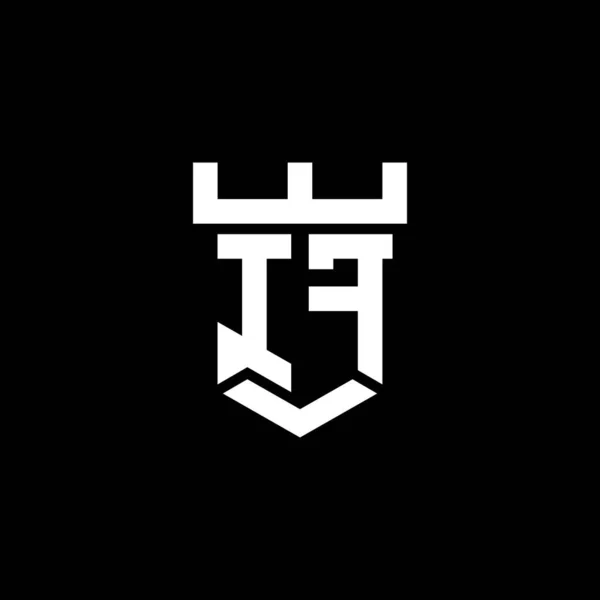 Początkowy Monogram Logo Szablonem Kształcie Zamku Odizolowanym Czarnym Tle — Wektor stockowy