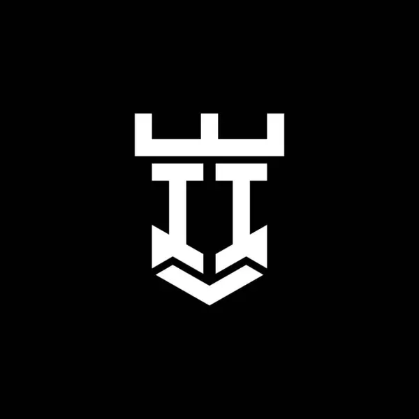 Logo Počáteční Monogram Designem Tvaru Hradu Šablony Izolované Černém Pozadí — Stockový vektor