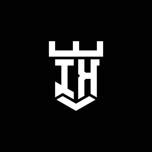Ik标志首字母 带有城堡形状设计模板 在黑色背景中隔离 — 图库矢量图片