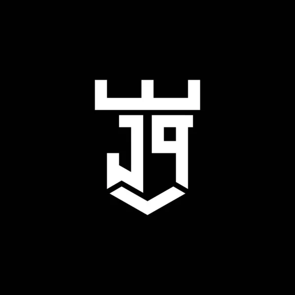 黒の背景に隔離された城の形のデザインテンプレートとJpのロゴ初期のモノグラム — ストックベクタ
