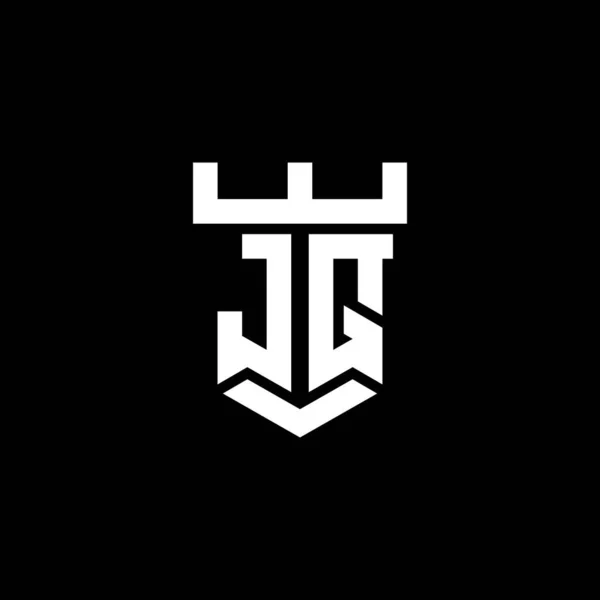 Αρχικό Μονόγραμμα Λογότυπου Σχέδιο Στυλ Κάστρου Απομονωμένο Μαύρο Φόντο — Διανυσματικό Αρχείο