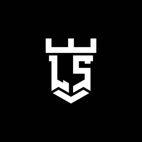Ls标识首字母 带有城堡形状设计模板 在黑色背景中隔离 — 图库矢量图片