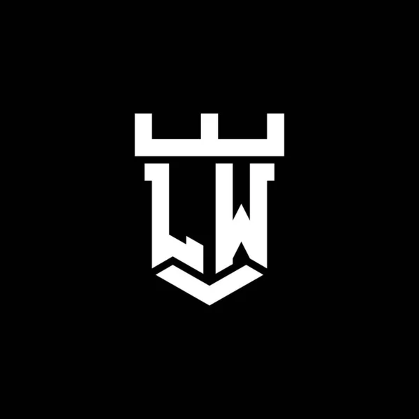 Lw标识首字母 带有城堡形状设计模板 在黑色背景中隔离 — 图库矢量图片