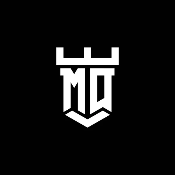Logo Ursprünglichen Monogramm Mit Schloss Form Design Vorlage Isoliert Schwarzem — Stockvektor