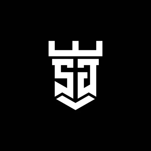 Sg标志首字母 带有城堡形状设计模板 在黑色背景中隔离 — 图库矢量图片
