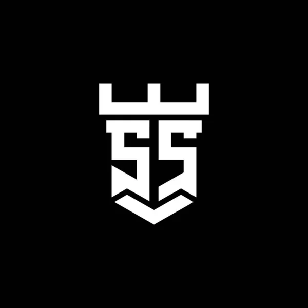 黒の背景に隔離された城の形状スタイルのデザインテンプレートとSsのロゴ初期のモノグラム — ストックベクタ