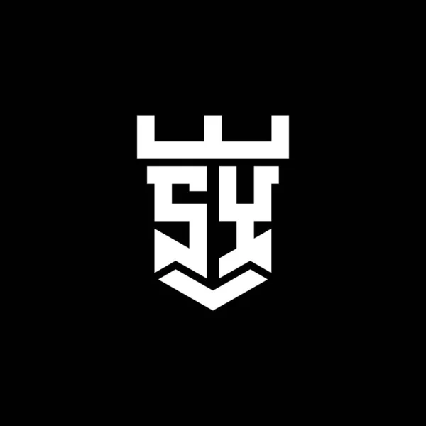 Sy标识首字母 带有城堡形状设计模板 在黑色背景中隔离 — 图库矢量图片